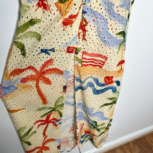 Farm Rio Womens Copacabana Cover Up XS Cream Tropical Print Beach Resort Wear - Picture 9 of 14